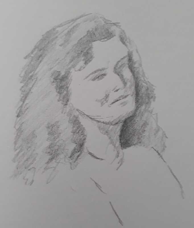 Woman, 1 of 3, portrait, pencil