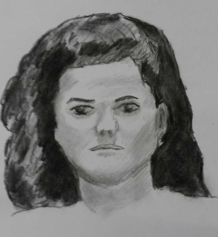 Portrait, woman, charcoal