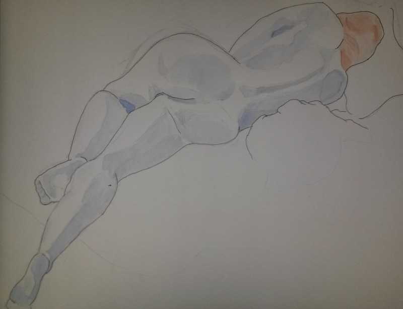 Lady, reclining watercolour
