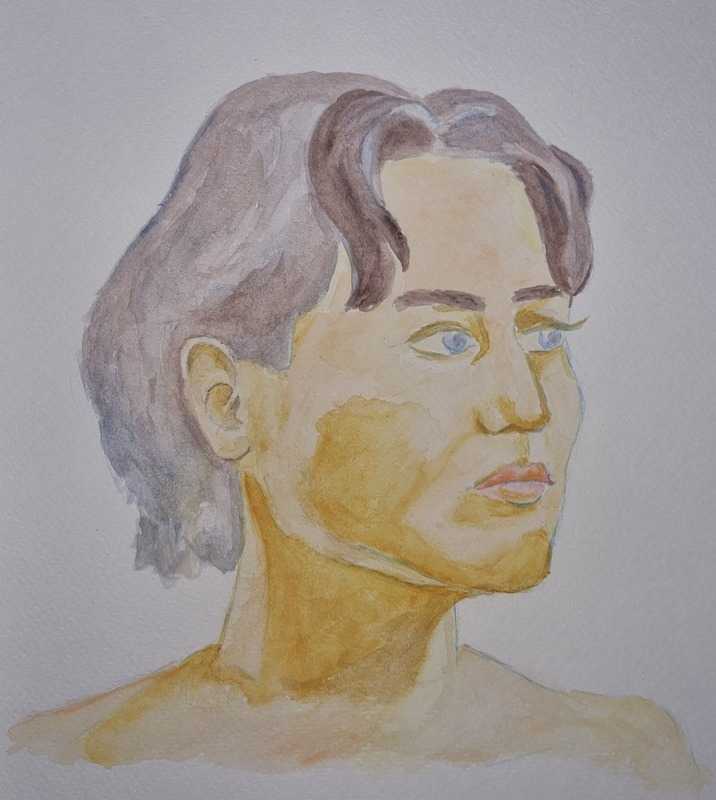 Woman, portrait, watercolour