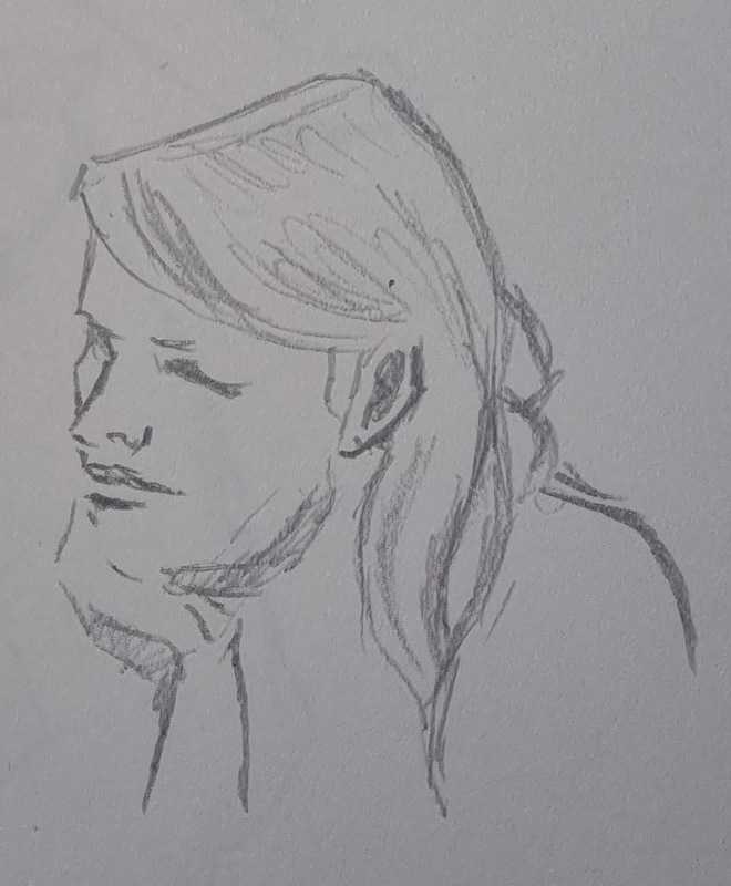 Woman, 2 of 3, portrait, pencil