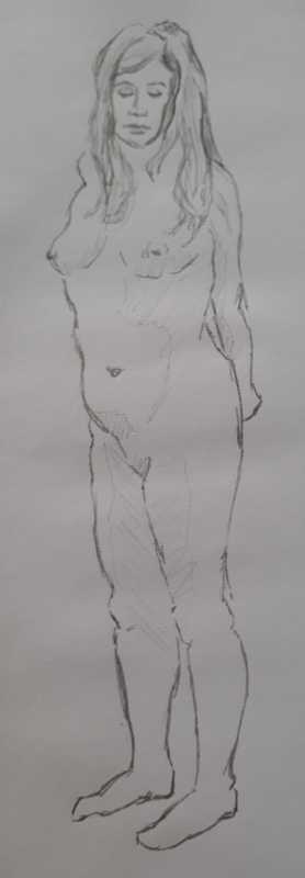 Woman, 2 of 7, standing, pencil