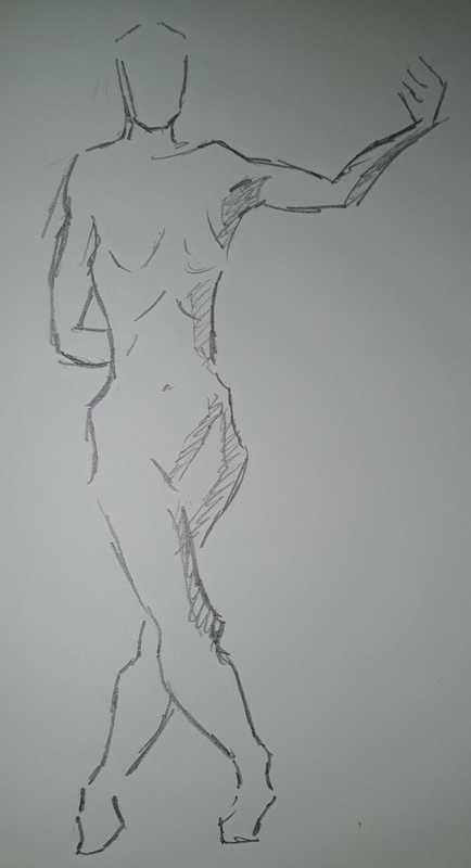 Woman, 2 of 4, standing, pencil
