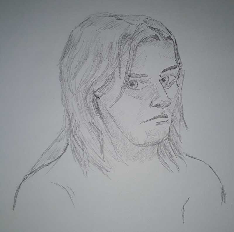 Woman, 3 of 3, portrait, pencil