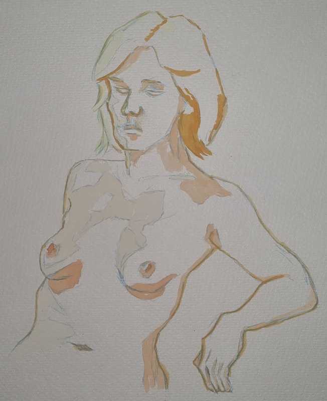 Woman, 1 of 2, seated, watercolour