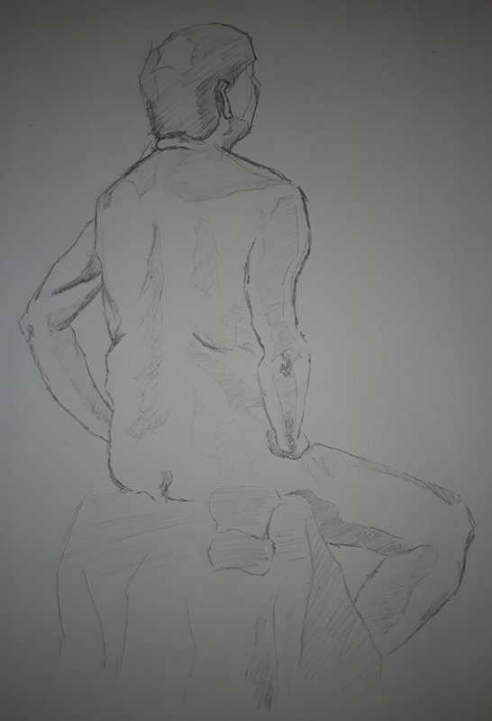 Man, 3 of 7, seated, rear, pencil