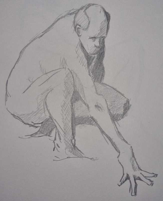 Man, 6 of 8, crouching, pencil