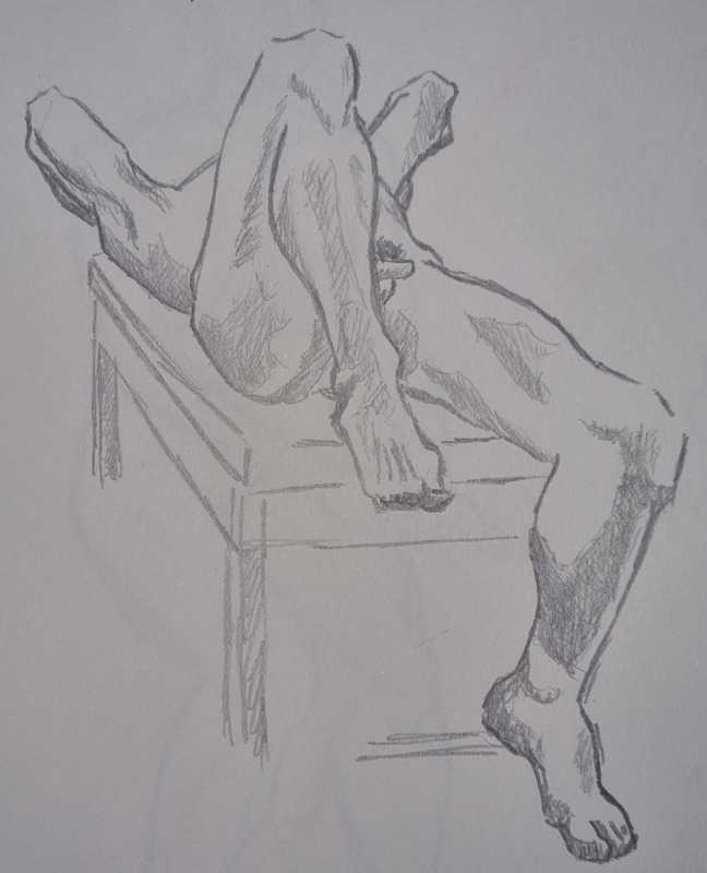 Man, 4 of 4, foreshortened, pencil