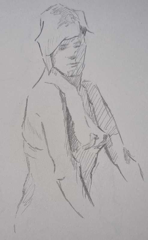 Woman, 3 of 8, seated, pencil