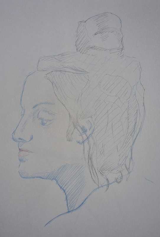 Woman, 8 of 9, portrait, pencil and coloured pencil