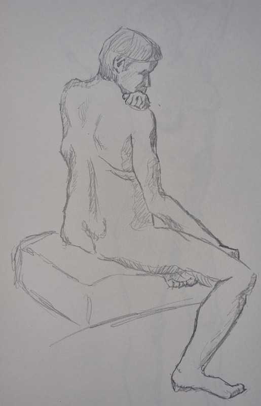 Woman, 2 of 4, sitting, pencil