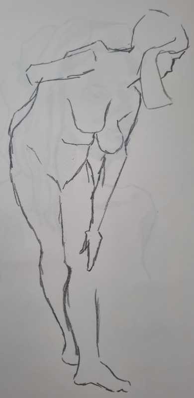 Woman, 1 of 8, standing, pencil