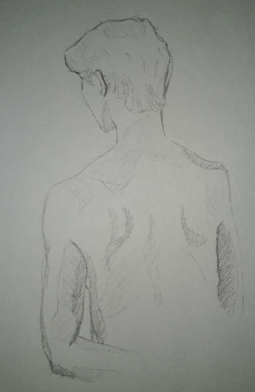 Woman, 3 of 6, torso (rear), pencil