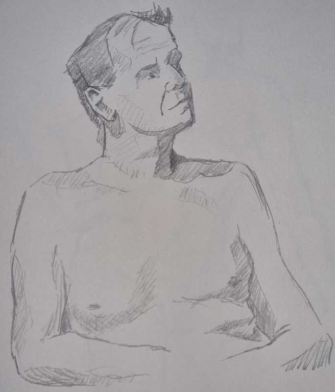 Man, 5 of 8, sitting, pencil