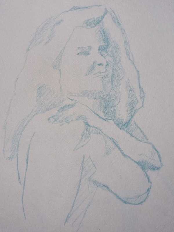 Woman, 8 of 10, portrait, blue pencil