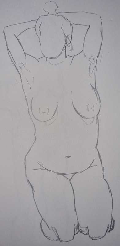 Woman, 2 of 7, kneeling, pencil