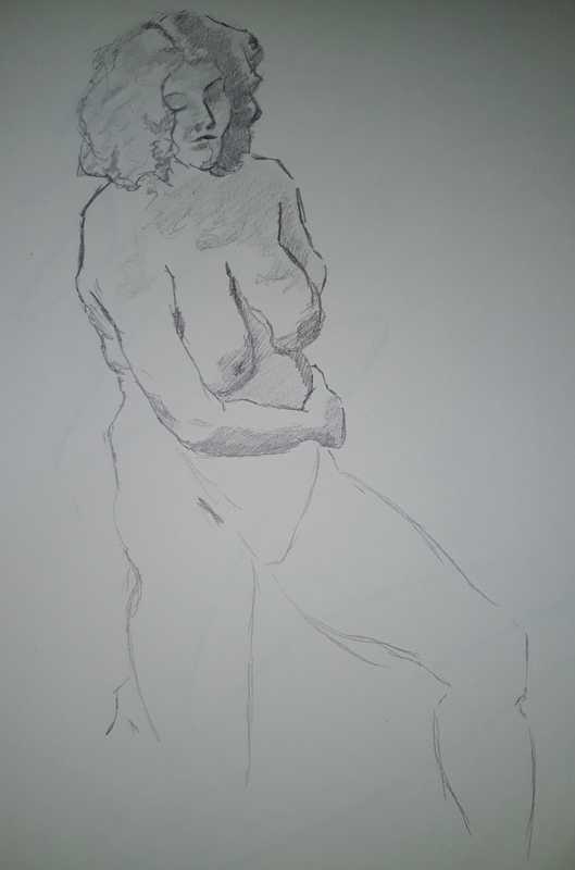Woman, 5 of 7, standing, pencil