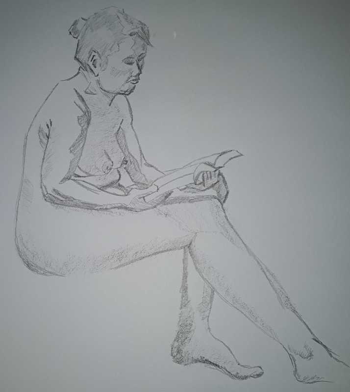 Woman, 6 of 6, seated (reading, side), pencil