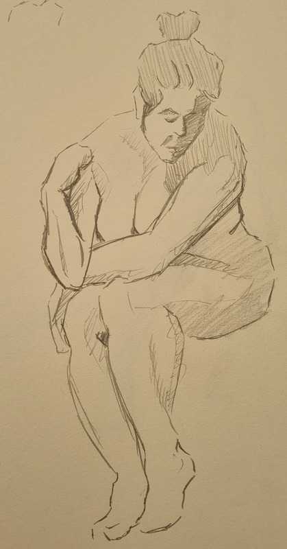 Woman, 5 of 11, seated, pencil